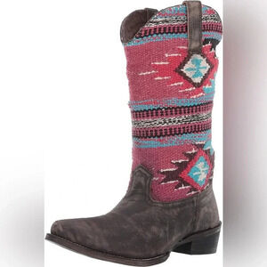 ROPER Sioux Women’s Leather and Tapestry Boots Cowboy Western NWOT US 11